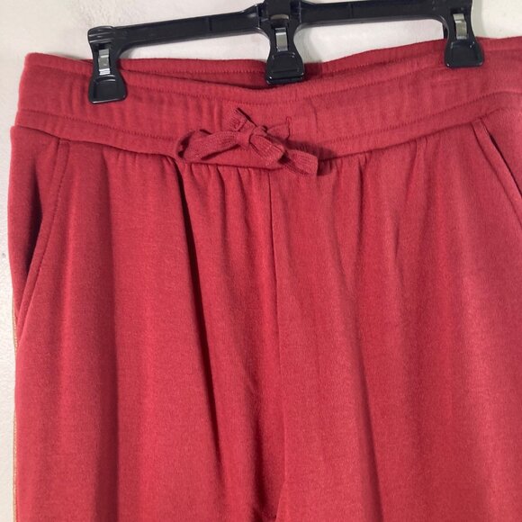 Womens Colsie Lounge Pants Crimson Gold Stripe Side Slit at Hem L Pockets Drawst - Picture 3 of 10